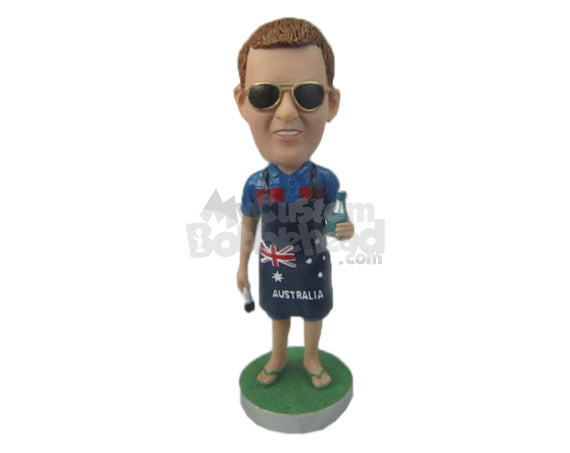 Custom Bobblehead Guy Wearing An Cooking Apron With Sandals On - Leisure & Casual Casual Males Personalized Bobblehead & Cake Topper Custom Bobblehead Guy Wearing An Cooking Apron With Sandals On - Leisure & Casual Casual Males Personalized Bobblehead & Cake Topper